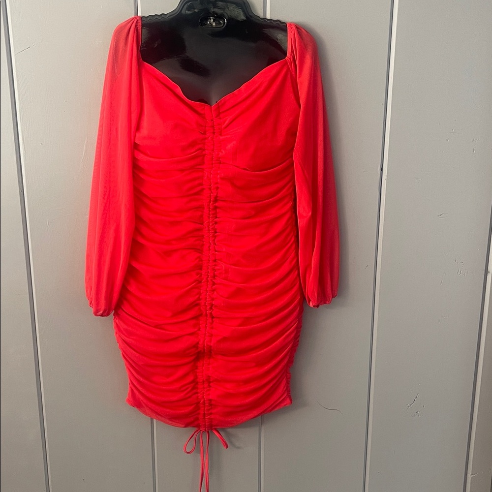 NWT Yissang Dress Red Peasant Boho Festival Whimsigoth Romantic Fairy Ruched Med